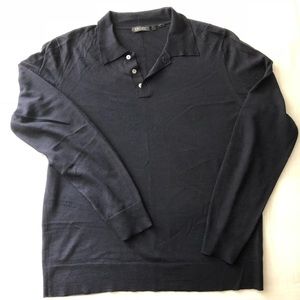 DKNY lightweight long sleeve polo knit sweater L